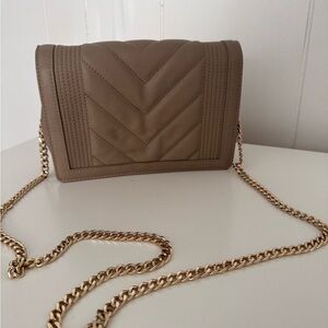 Express Taupe Quilted Chain Shoulder Bag